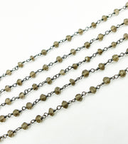Smoky Quartz Organic Shape Wire Chain